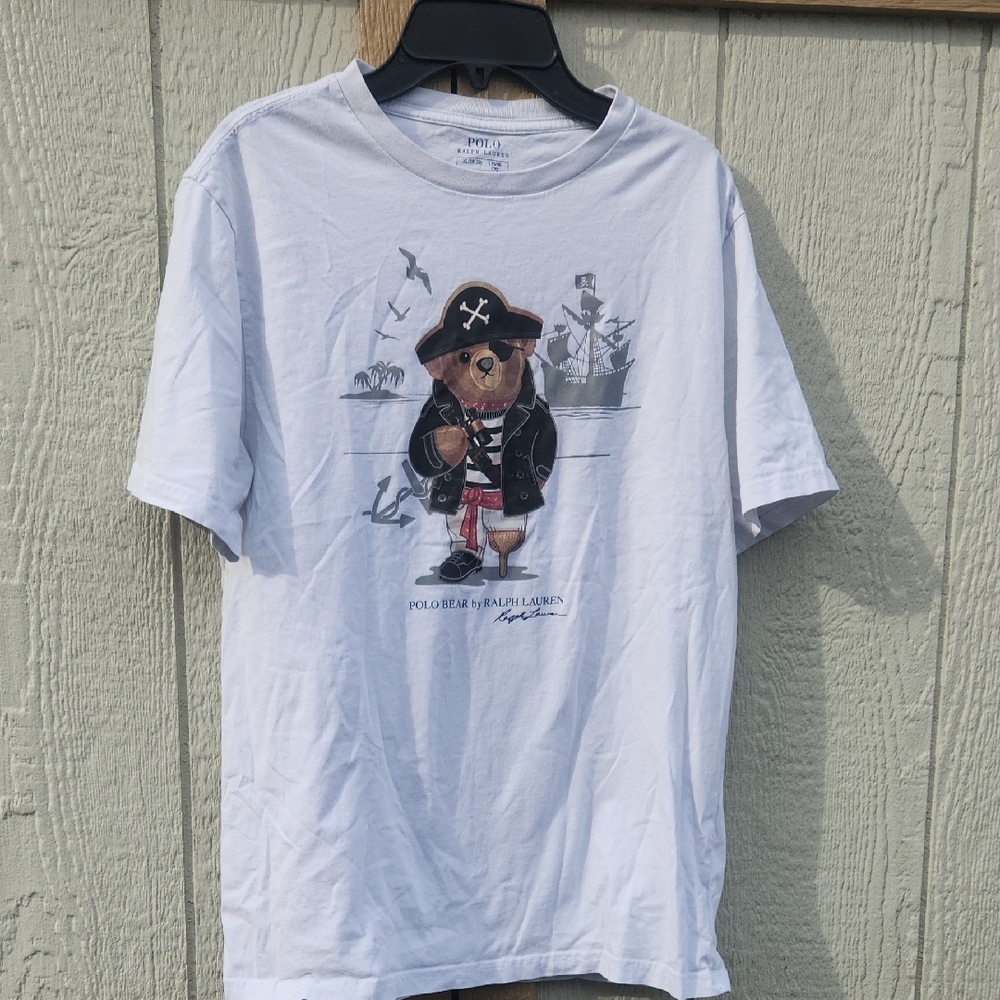 POLO RALPH LAUREN Kids' Polo Bear Pirate Cotton Jersey Tee White XLarge 18 20